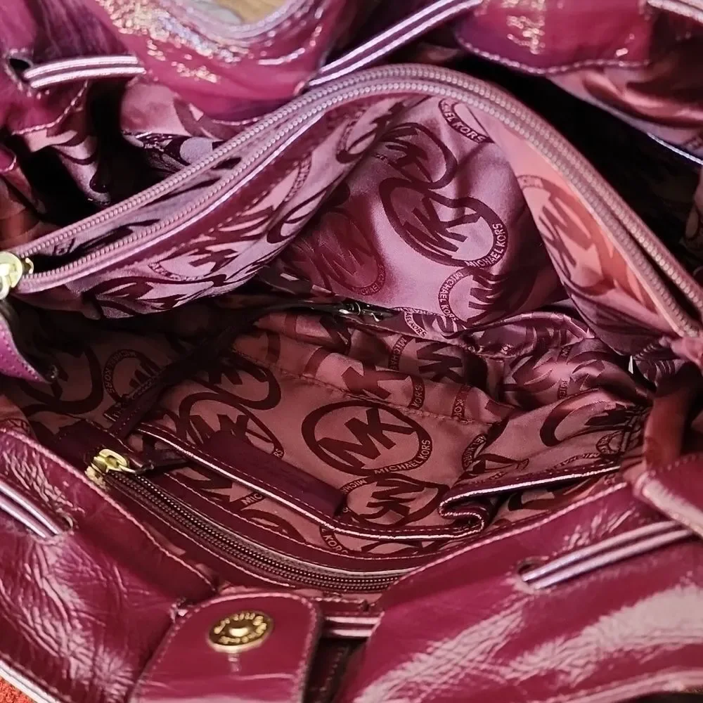 Michael Kors Burgundy Patent Leather Shoulder Bag
